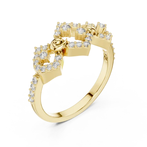 Geometric Symmetry Pavé-Set Round Brilliant Cocktail Ring
