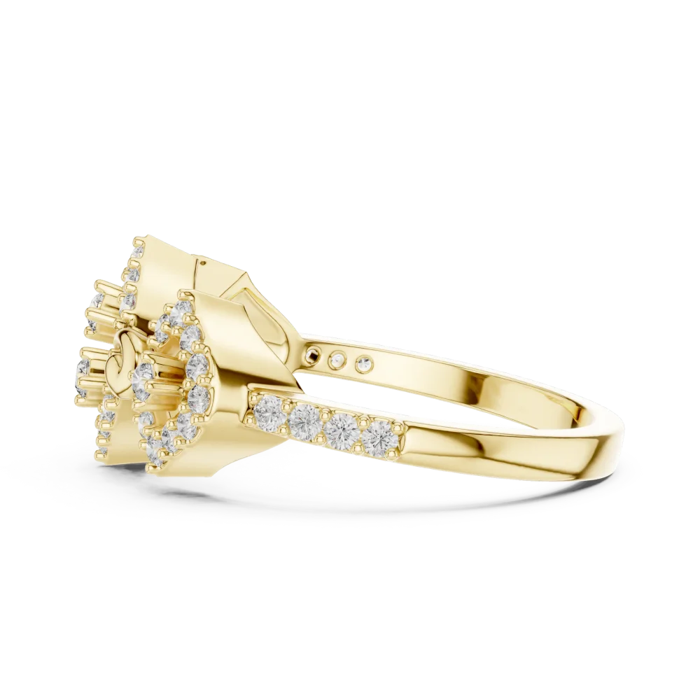 Geometric Symmetry Pavé-Set Round Brilliant Cocktail Ring - Image 4