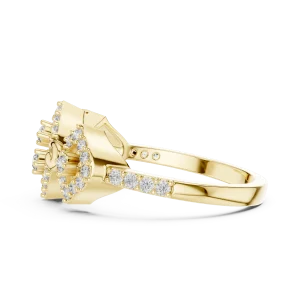 Geometric Symmetry Pavé-Set Round Brilliant Cocktail Ring - Image 4