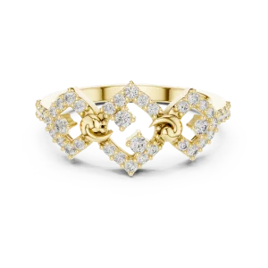 Geometric Symmetry Pavé-Set Round Brilliant Cocktail Ring - Image 2