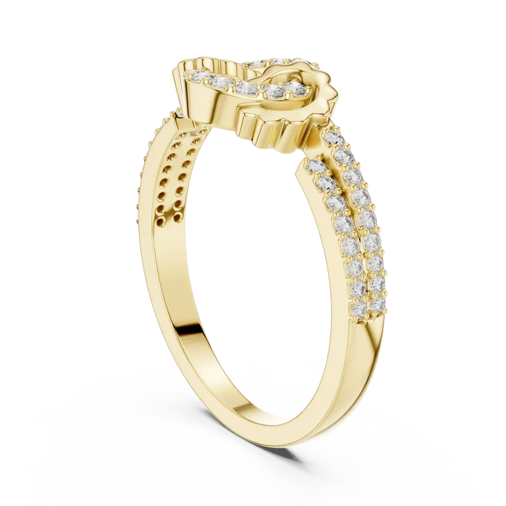 Symmetry Pavé Round Brilliant Interlocking Silhouette Ring - Image 3