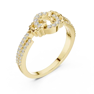 Symmetry Pavé Round Brilliant Interlocking Silhouette Ring