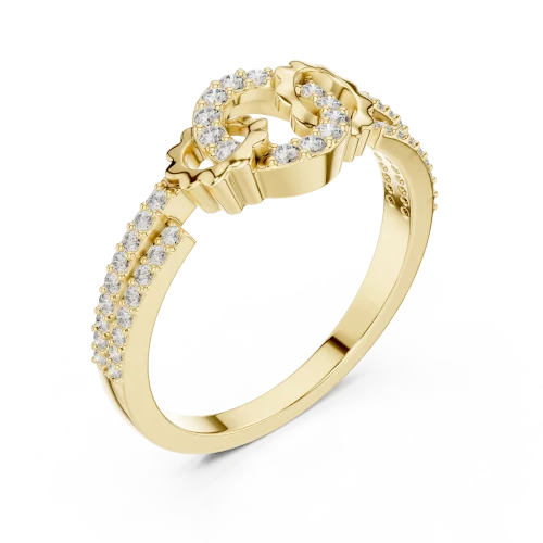 Symmetry Pavé Round Brilliant Interlocking Silhouette Ring