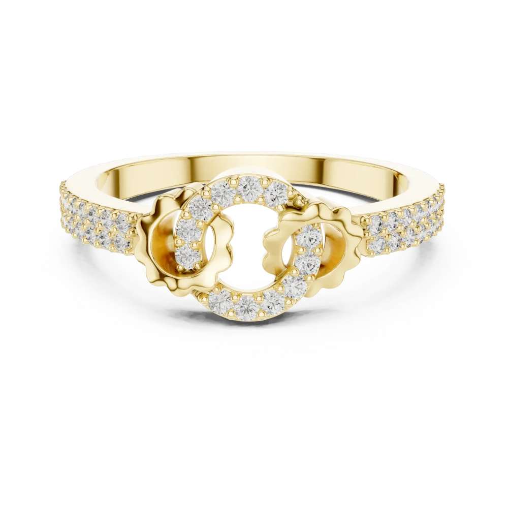 Symmetry Pavé Round Brilliant Interlocking Silhouette Ring - Image 2