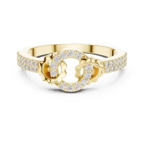 Symmetry Pavé Round Brilliant Interlocking Silhouette Ring - Image 2