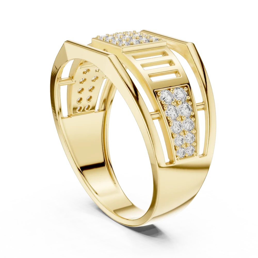 Symmetry Round Pavé-Set Architectural Statement Ring - Image 3