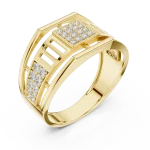 Symmetry Round Pavé-Set Architectural Statement Ring