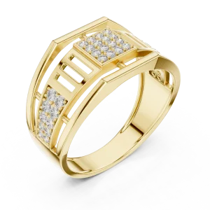 Symmetry Round Pavé-Set Architectural Statement Ring