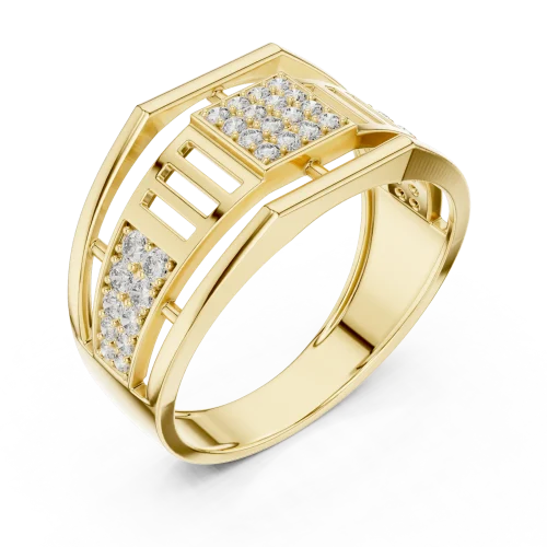 Symmetry Round Pavé-Set Architectural Statement Ring