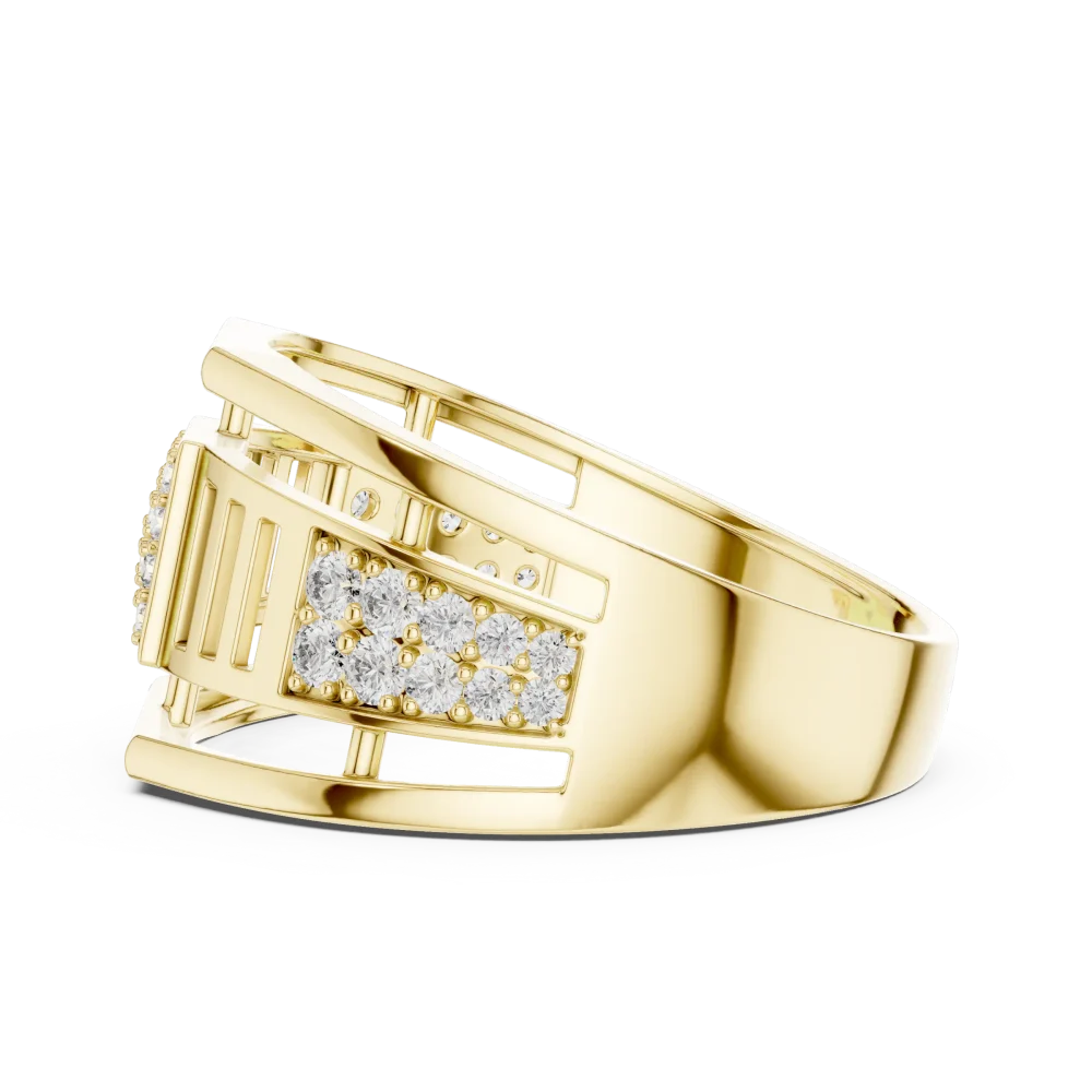 Symmetry Round Pavé-Set Architectural Statement Ring - Image 4