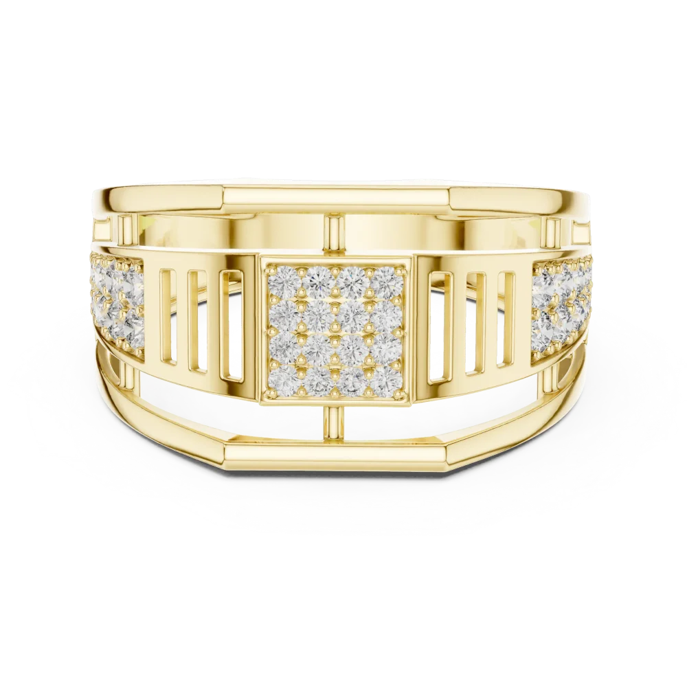 Symmetry Round Pavé-Set Architectural Statement Ring - Image 2