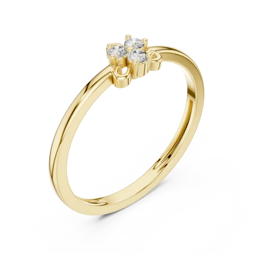 Ethereal Round Brilliant Three-Stone Cluster Petite Ring
