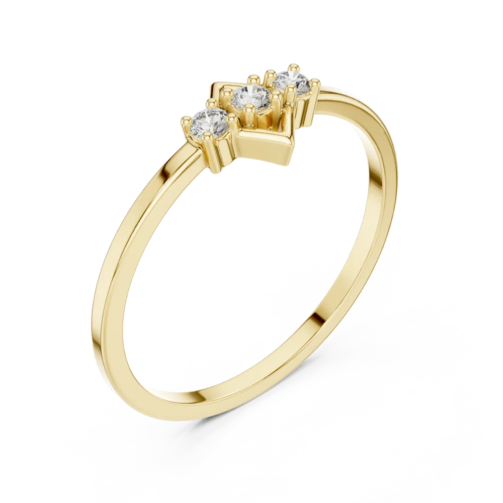 Experience the allure of our Geometric Symmetry three-stone ring, featuring brilliant DIAMEUR diamonds in an architectural frame. Shop the luxury today.