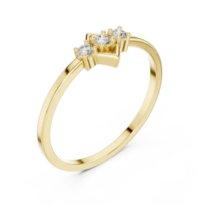 Geometric Symmetry Round Three Stone Diamond Ring