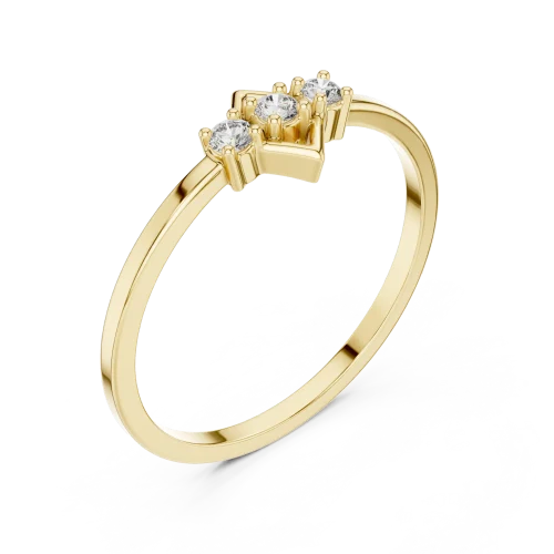 Geometric Symmetry Round Three Stone Diamond Ring