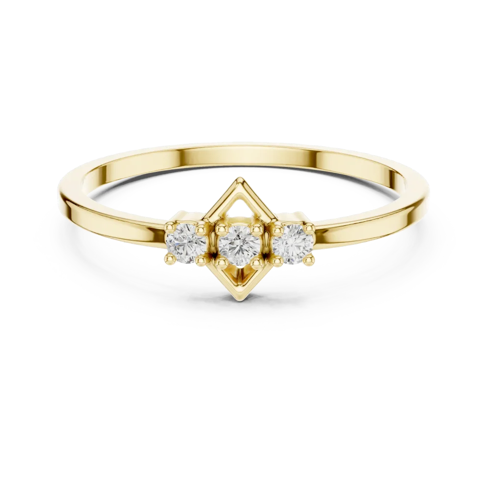 Geometric Symmetry Round Three Stone Diamond Ring - Image 2