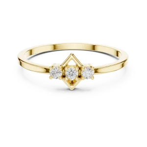 Geometric Symmetry Round Three Stone Diamond Ring - Image 2