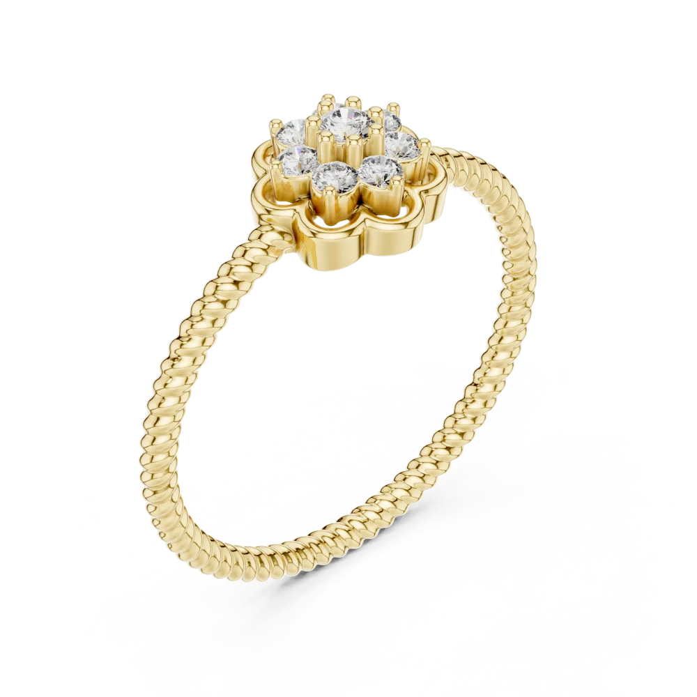 Discover the radiant beauty of this floral cluster ring, featuring brilliant DIAMEUR diamonds. Elevate your collection with this modern classic today.
