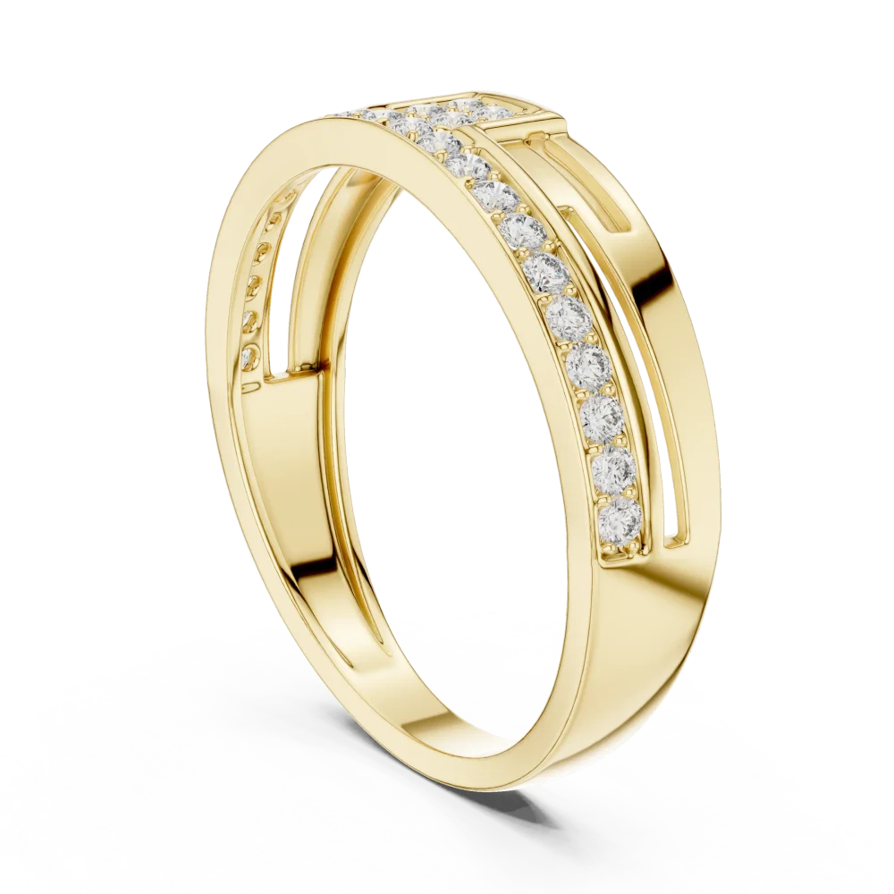 Geometric Round Pavé-Set Architectural Band - Image 3