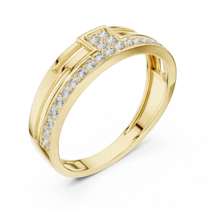 Geometric Round Pavé-Set Architectural Band