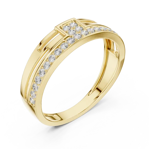 Geometric Round Pavé-Set Architectural Band