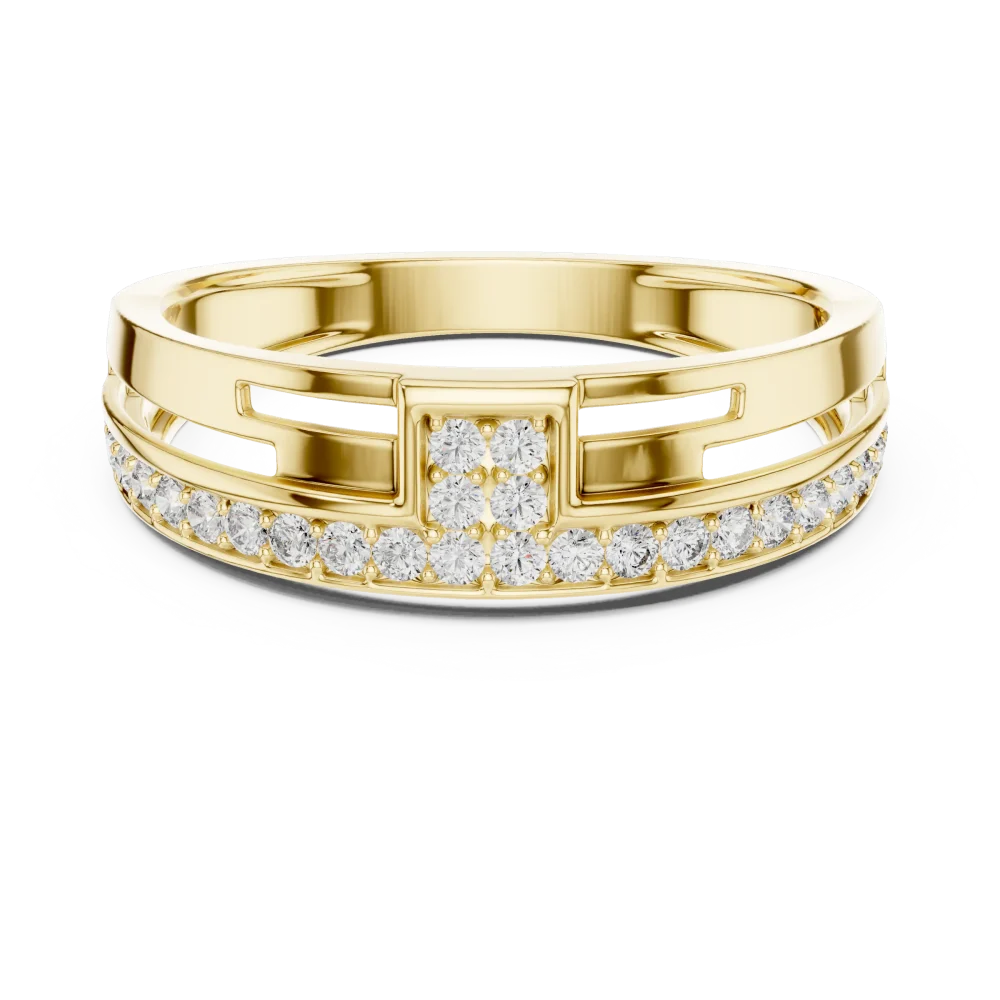 Geometric Round Pavé-Set Architectural Band - Image 2