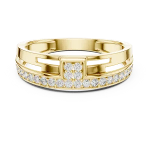 Geometric Round Pavé-Set Architectural Band - Image 2
