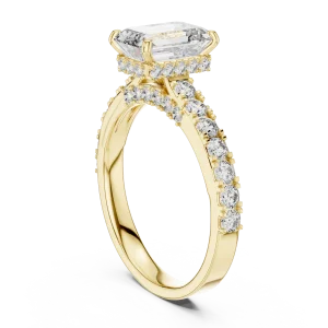 Symmetry Emerald Cut Pavé-Set Diamond Solitaire Ring - Image 3
