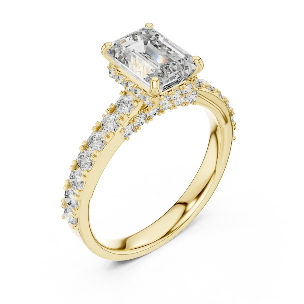 Discover the radiant brilliance of our emerald-cut DIAMEUR diamond solitaire ring. A modern classic designed for elegance—shop this luxury piece today.