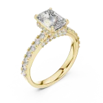 Symmetry Emerald Cut Pavé-Set Diamond Solitaire Ring