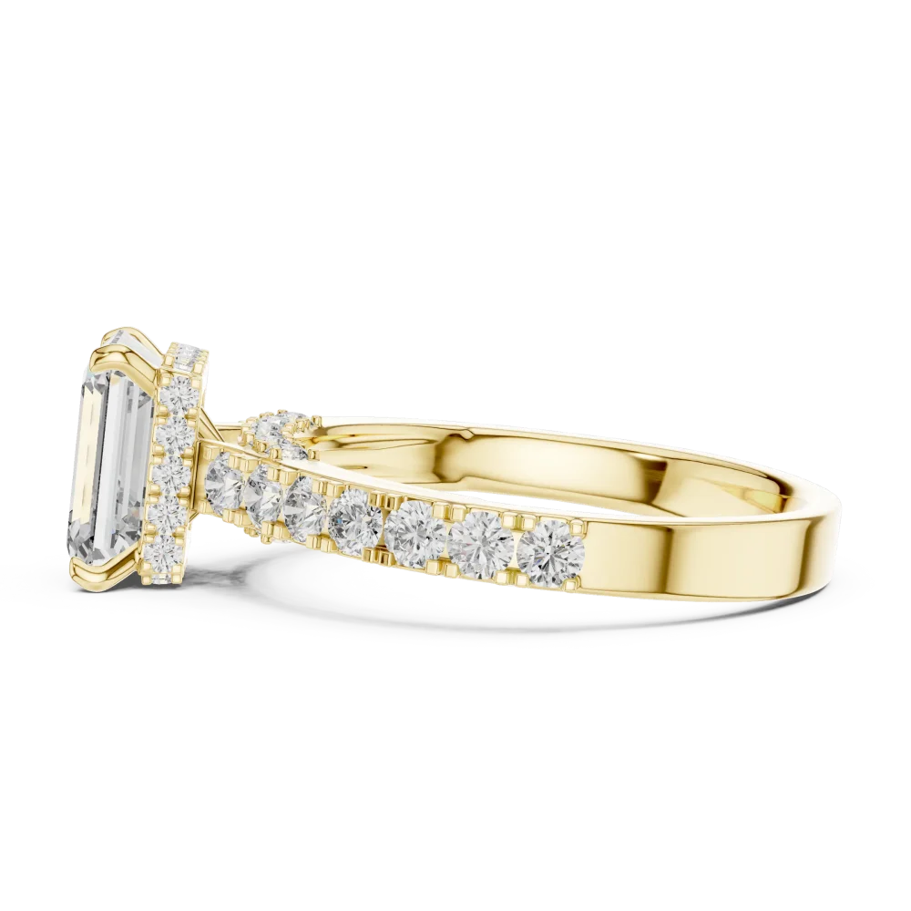 Symmetry Emerald Cut Pavé-Set Diamond Solitaire Ring - Image 4