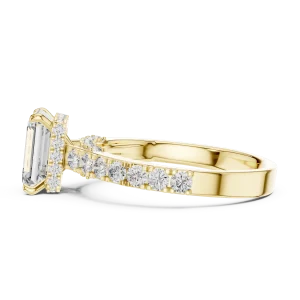 Symmetry Emerald Cut Pavé-Set Diamond Solitaire Ring - Image 4