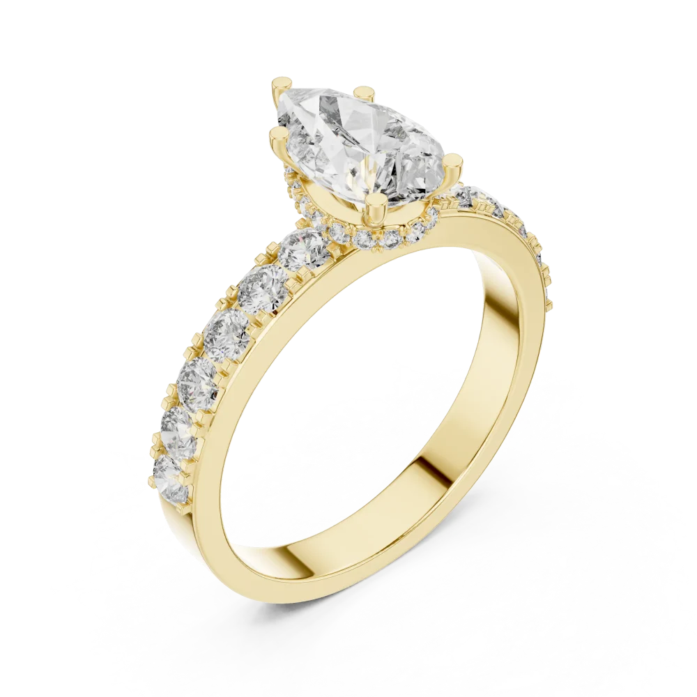 Discover the radiant beauty of this pear-cut DIAMEUR diamond solitaire ring. A modern classic defined by brilliant fire. Shop this luxury design today.