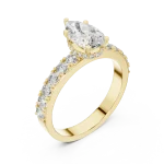 Luminary Pear Cut Pavé-Set Solitaire Ring