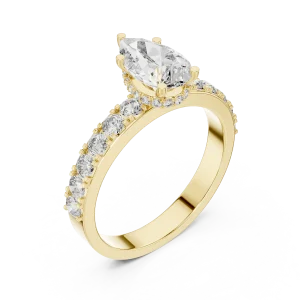 Luminary Pear Cut Pavé-Set Solitaire Ring