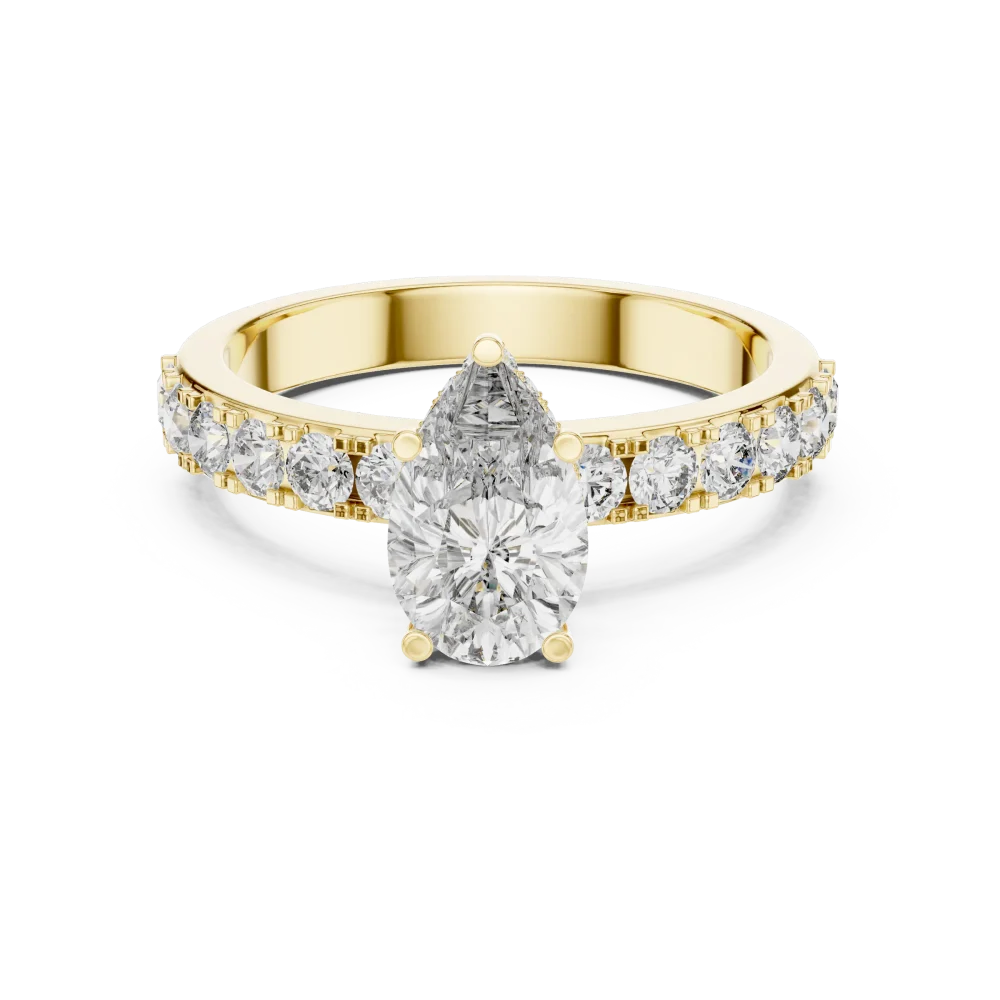 Luminary Pear Cut Pavé-Set Solitaire Ring - Image 2