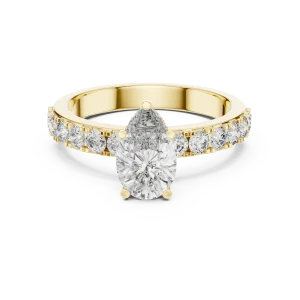 Luminary Pear Cut Pavé-Set Solitaire Ring - Image 2