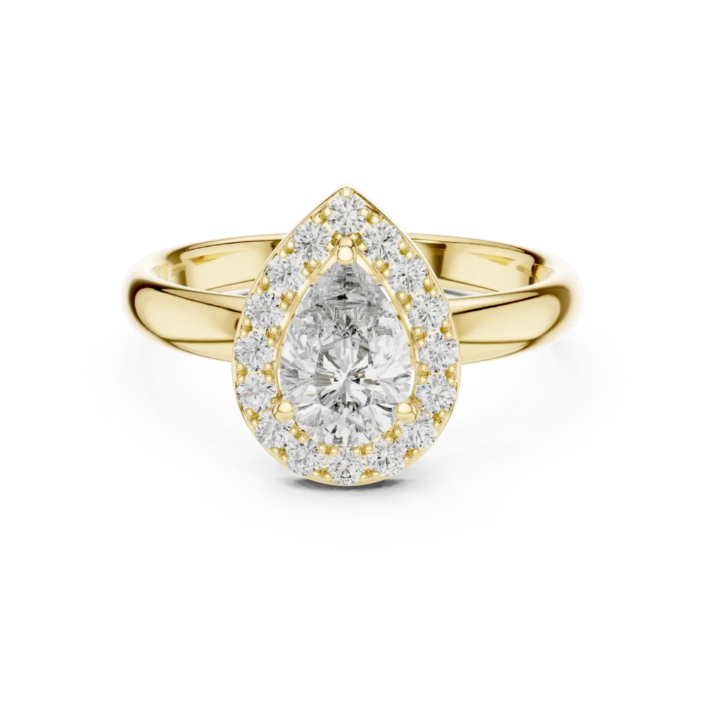 Ethereal Pear Cut Halo Solitaire Engagement Ring - Image 2