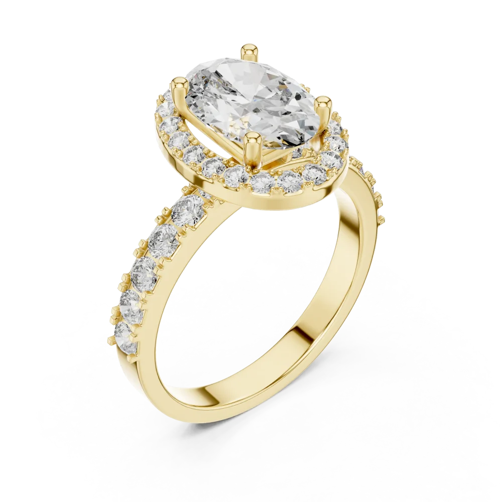 Embrace brilliance with our Ethereal Oval Cut Halo Solitaire Ring, featuring high-quality DIAMEUR lab-grown diamonds. Shop this modern luxury today.