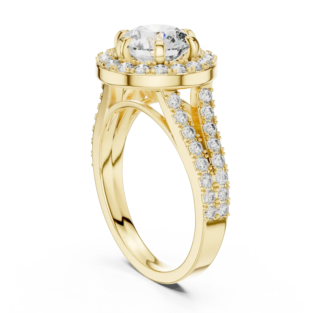 Ethereal Luminary Round Brilliant Cut Split-Shank Halo Ring - Image 3