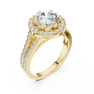 Ethereal Luminary Round Brilliant Cut Split-Shank Halo Ring