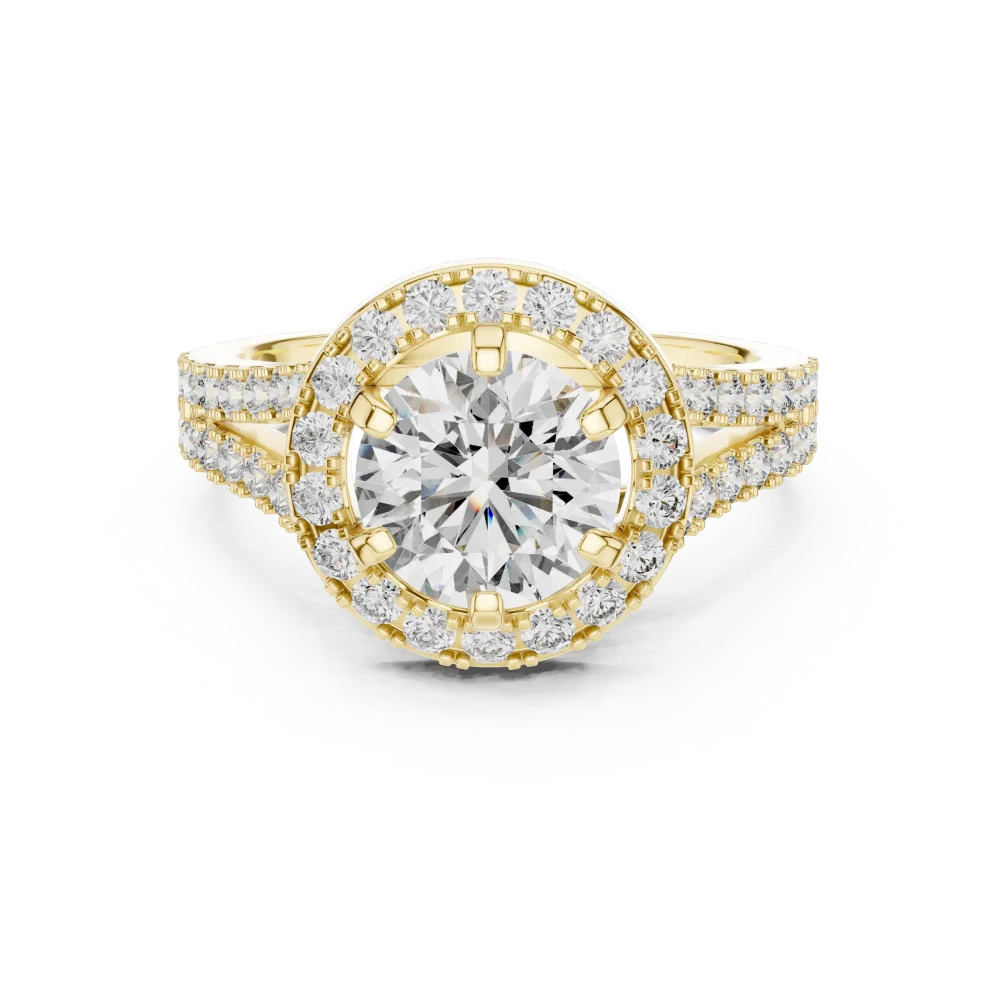 Ethereal Luminary Round Brilliant Cut Split-Shank Halo Ring - Image 2