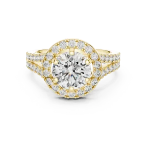 Ethereal Luminary Round Brilliant Cut Split-Shank Halo Ring - Image 2