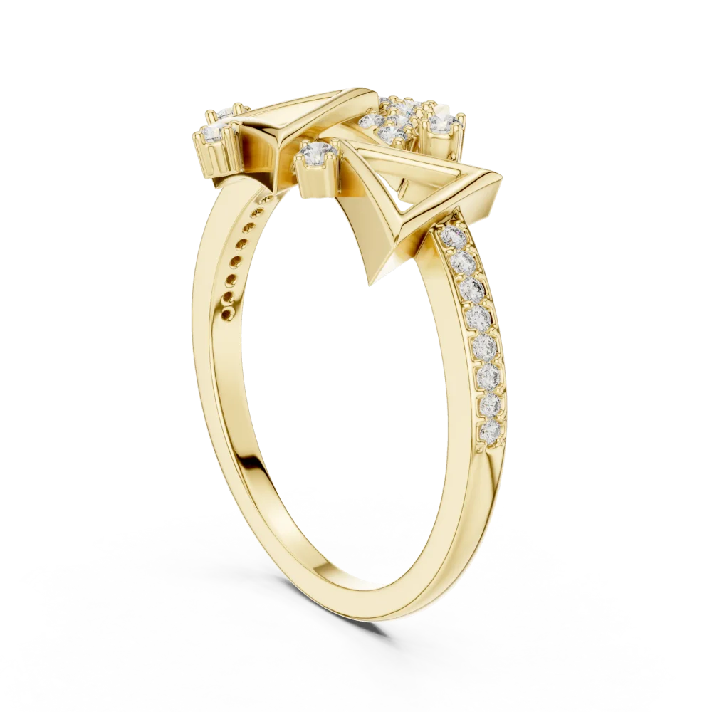 Symmetry Geometric Pavé-Set Round Brilliant Cocktail Ring - Image 3