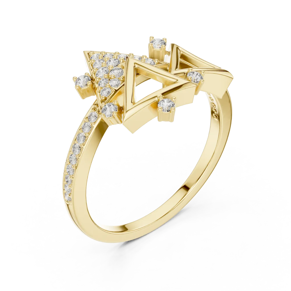 Embrace modern geometry with this architectural cocktail ring, featuring brilliant-cut DIAMEUR diamonds set in a stunning, high-shine design.