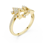 Symmetry Geometric Pavé-Set Round Brilliant Cocktail Ring