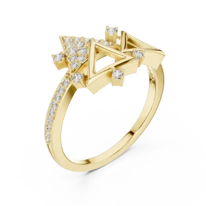 Symmetry Geometric Pavé-Set Round Brilliant Cocktail Ring
