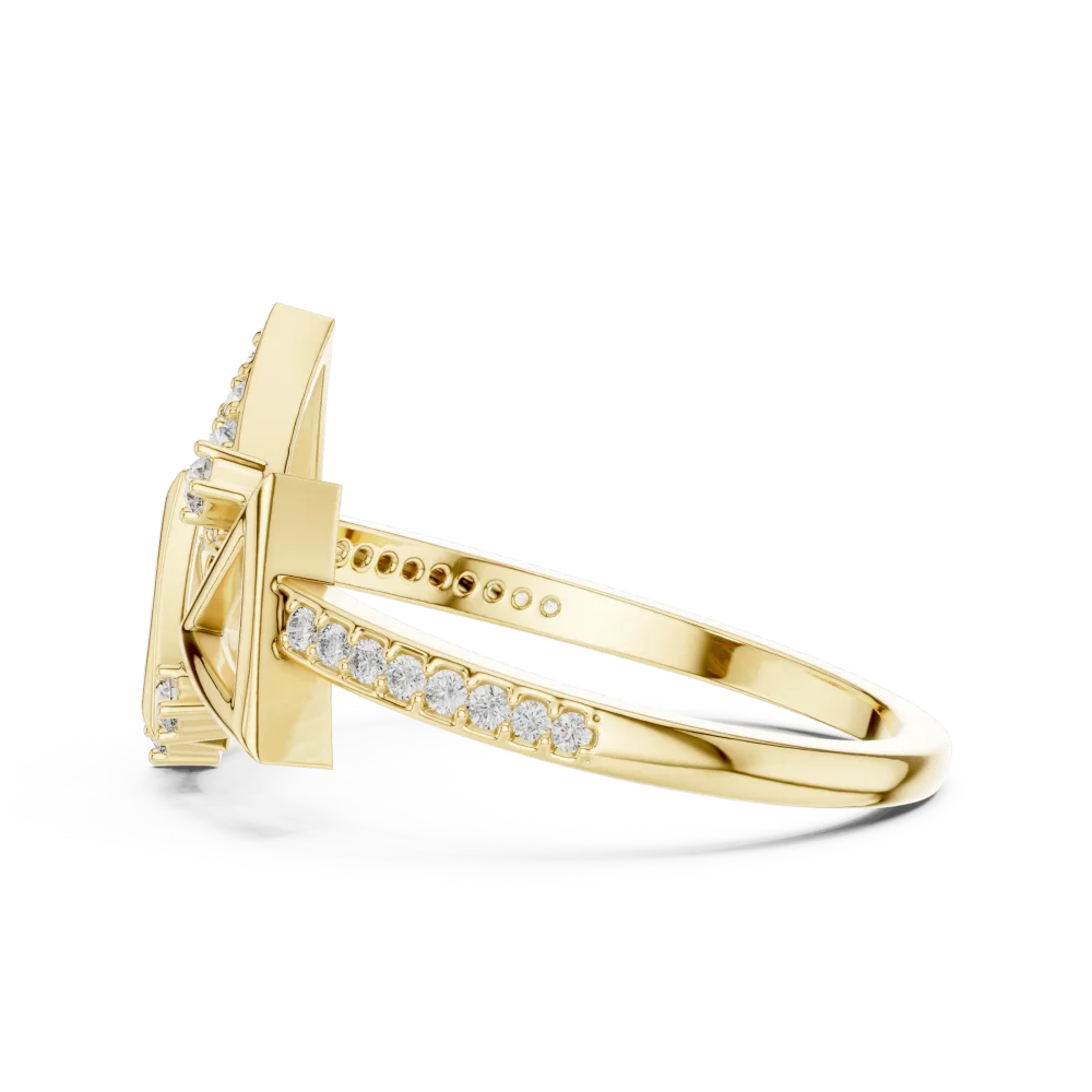 Symmetry Geometric Pavé-Set Round Brilliant Cocktail Ring - Image 4