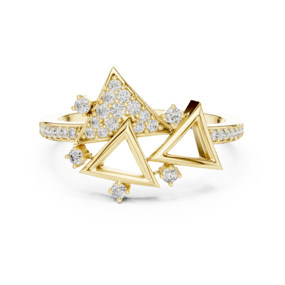 Symmetry Geometric Pavé-Set Round Brilliant Cocktail Ring - Image 2