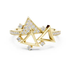 Symmetry Geometric Pavé-Set Round Brilliant Cocktail Ring - Image 2